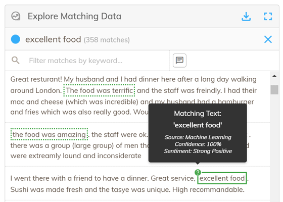 Screenshot of sentiment analysis in themeit from codeit